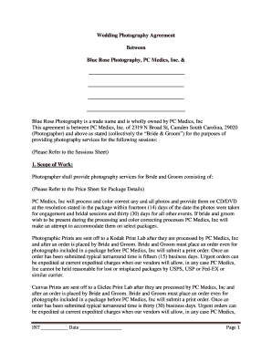 Wedding Photography Agreement