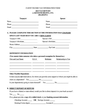 Client Income Tax Information Form