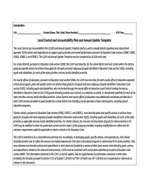 Local Control and Accountability Plan Template