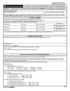 Hand and Finger Conditions Disability Benefits Questionnaire