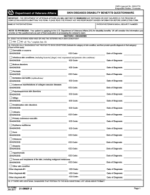 Skin Diseases Disability Benefits Questionnaire
