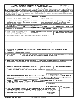 Application for Correction of Military Record