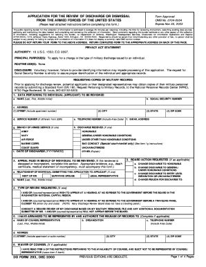 Application for Review of Discharge or Dismissal