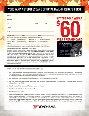 Yokohama Autumn Escape Mail-In Rebate Form