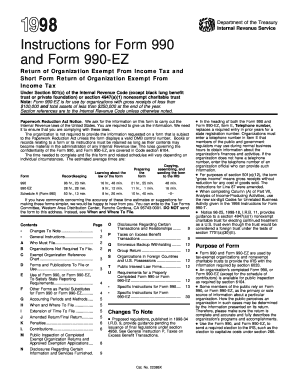 IRS Form 990 and 990-EZ Instructions