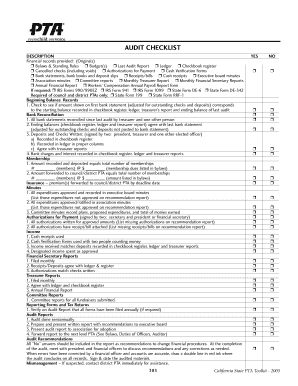 California State PTA Audit Checklist