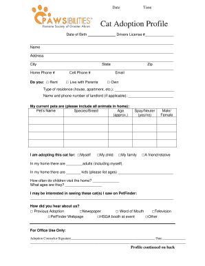 Cat Adoption Profile