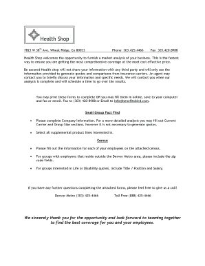 Small Group Fact Find Form
