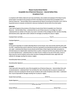 Wayne County School District Internet Safety Policy Acceptance Form