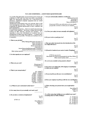 MPs Staff Pay and Conditions Questionnaire