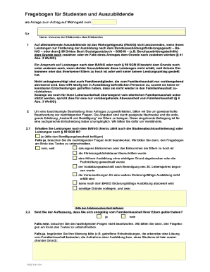 Fragebogen für Studenten und Auszubildende