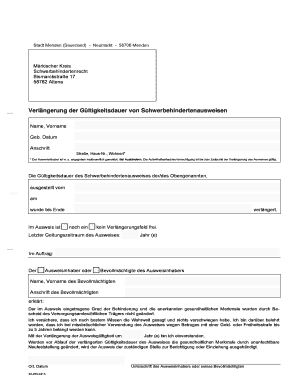 Verlängerung der Gültigkeitsdauer von Schwerbehindertenausweisen