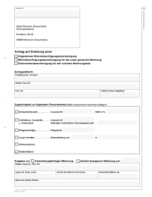 Antrag auf Erteilung einer Allgemeinen Wohnberechtigungsbescheinigung
