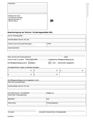 Bescheinigung der Schule / Kindertagesstätte (Mi)