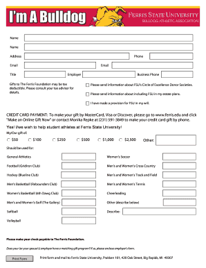 Ferris State University Donation Form