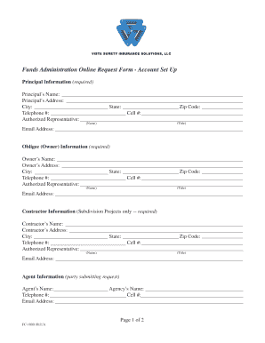 Funds Administration Online Request Form - Account Set Up
