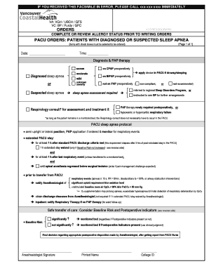 PACU Sleep Apnea Protocol