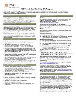 PNC Foundation Matching Gift Program Application