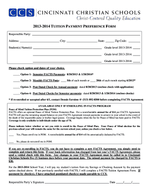 Tuition Payment Preference Form