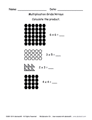 Multiplication Grids/Arrays Worksheet