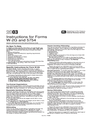 Instructions for Forms W-2G and 5754