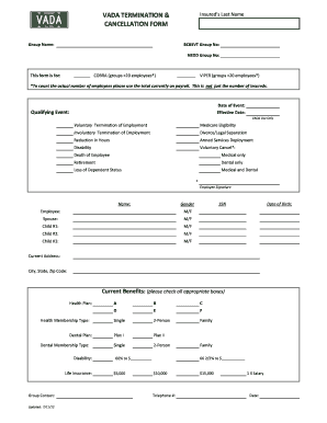 VADA Termination and Cancellation Form