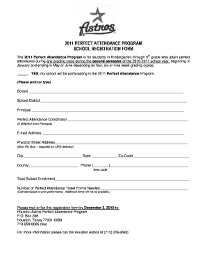 2011 Perfect Attendance Program Registration