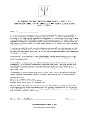 Consent for Minor Psychological Services