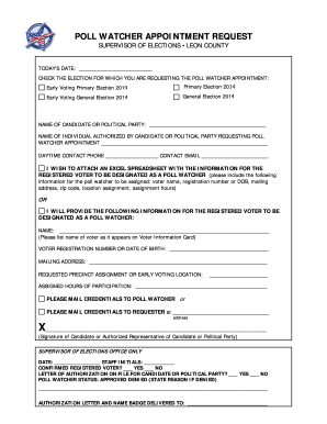Poll Watcher Appointment Request