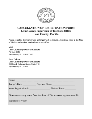 Florida Voter Registration Cancellation Form