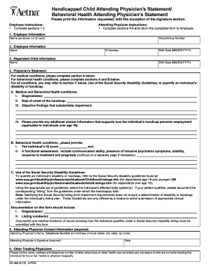 Handicapped Child Attending Physician's Statement