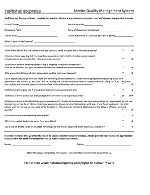 National Express Staff Journey Survey
