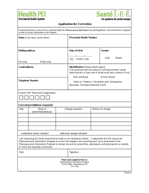 Application for Correction