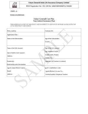 Future Generali Care Plus Policy Schedule