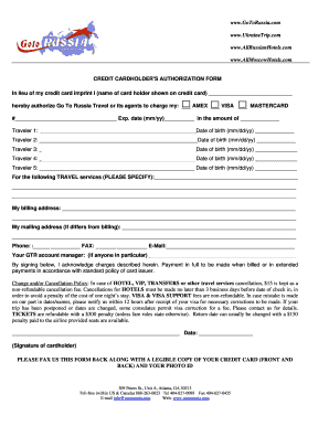 Credit Cardholder Authorization Form