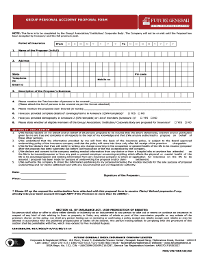 Group Personal Accident Proposal Form