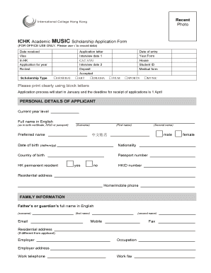 Cat A Music Scholarship Application Form - ichk edu