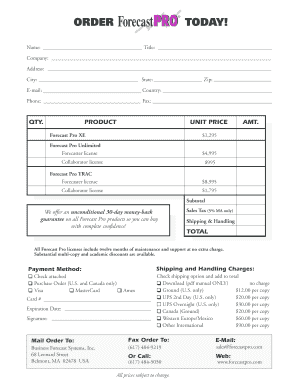 Forecast Pro Order Form