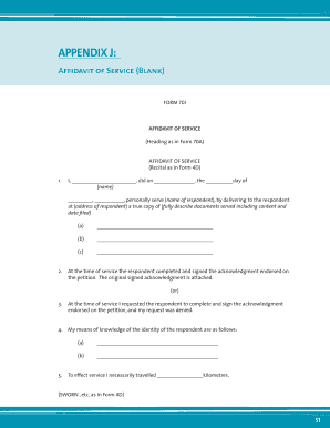 Affidavit of Service Form 70I