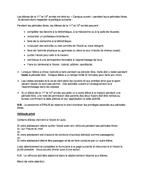 Politique des périodes libres et formulaire d'autorisation de véhicule