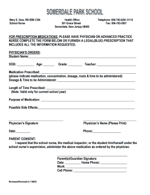 School Medication Authorization Form