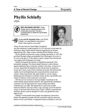 Phyllis Schlafly Biography Worksheet