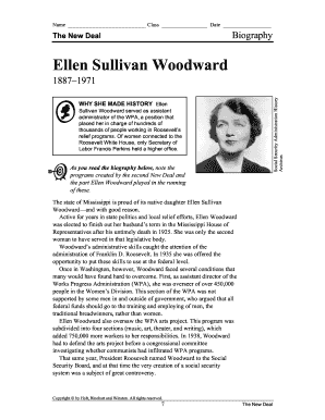 Ellen Sullivan Woodward Biography Worksheet