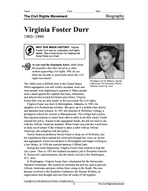 Virginia Foster Durr Biography Worksheet