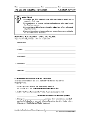 The Second Industrial Revolution Chapter Review