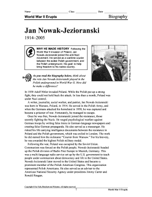 World War II Biography Worksheet