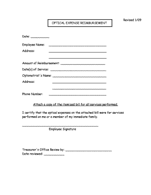 Optical Expense Reimbursement Form
