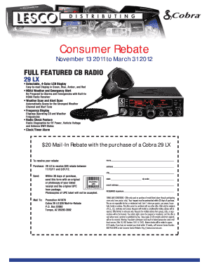Cobra 29 LX Mail-In Rebate Form