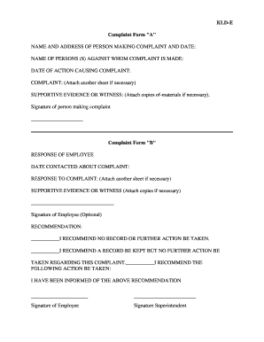 Complaint Form A and B