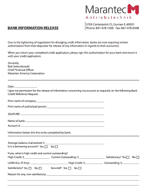 Bank Information Release Authorization